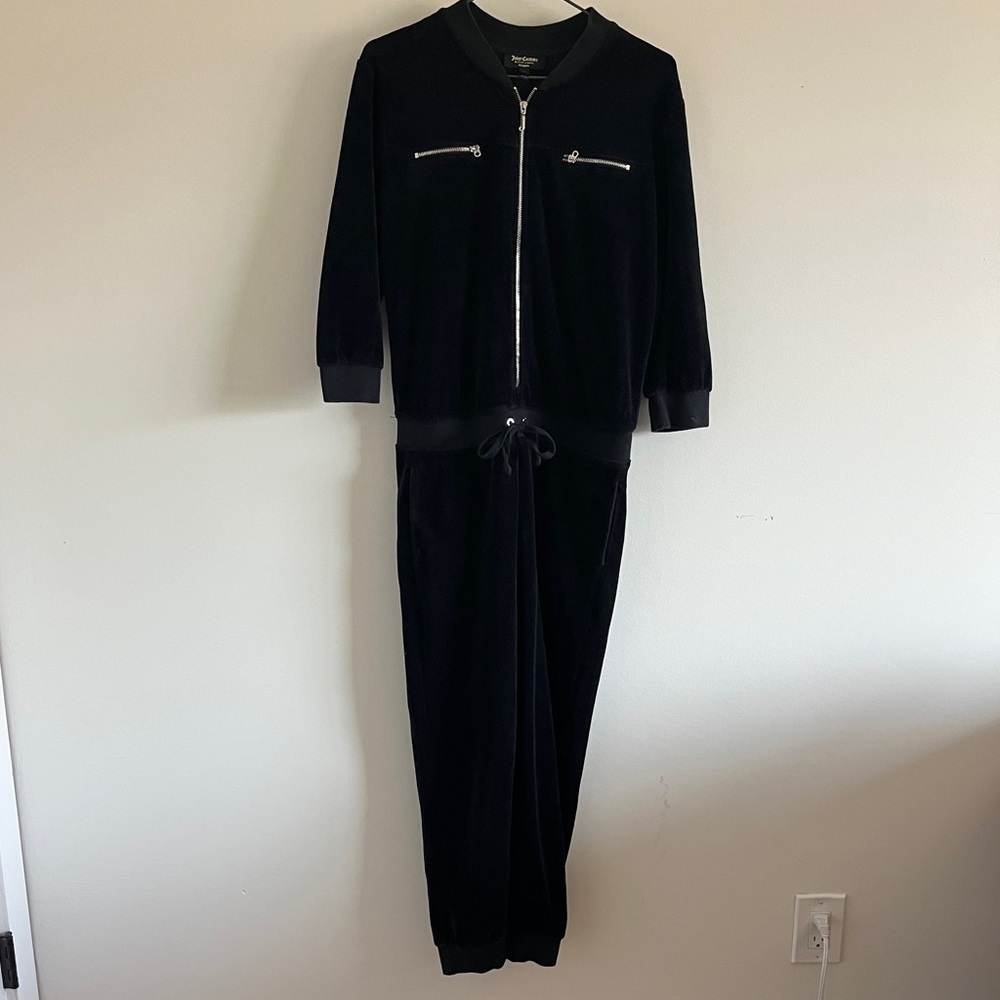 Juicy Couture Black Label Velour 3/4 Length Sleeve Jumpsuit y2k